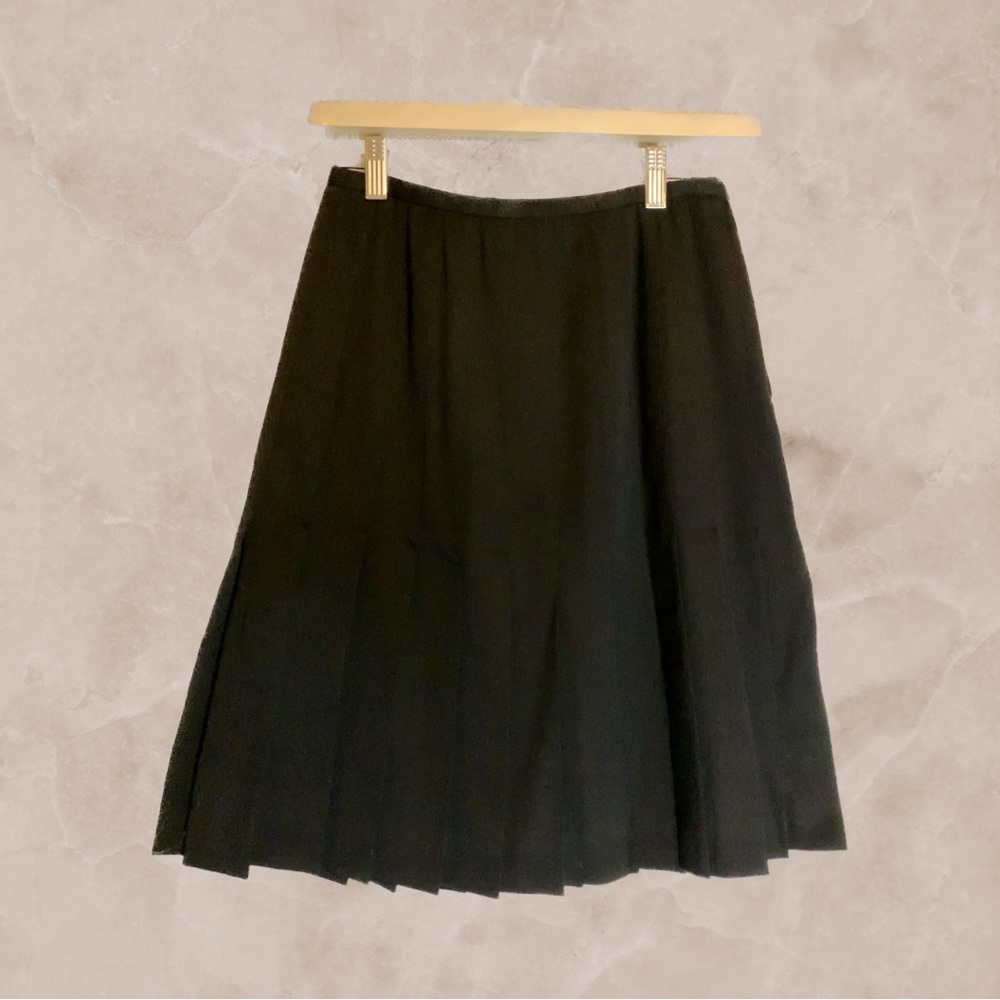 100% Wool Black Pleated Skirt by Dana Buchman